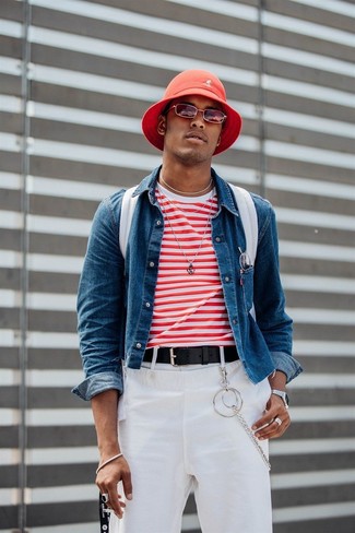 Red Bucket Hat Outfits For Men: 