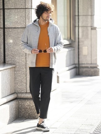 Grey Hoodie Outfits For Men: 