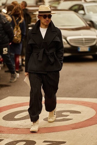 Black Pea Coat Outfits: 