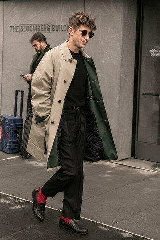 Beige Raincoat Outfits For Men: 