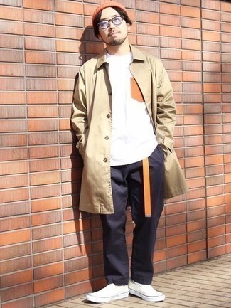 Orange Canvas Belt Outfits For Men: 