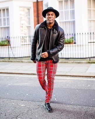 Red Plaid Pants Outfits For Men: 