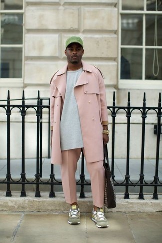 Pink Trenchcoat Outfits For Men: 