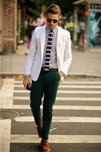 White Cotton Blazer Outfits For Men: 