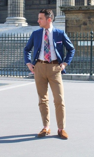 Multi colored Plaid Tie Outfits For Men: 