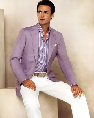 Purple Dress Shirt Outfits For Men: 