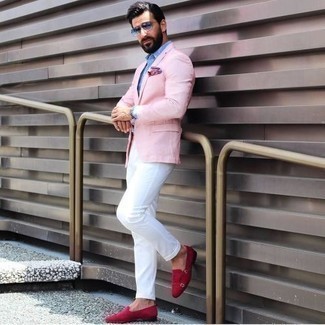 Red Suede Loafers Outfits For Men: 