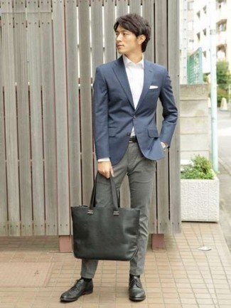 Charcoal Leather Derby Shoes Outfits: 