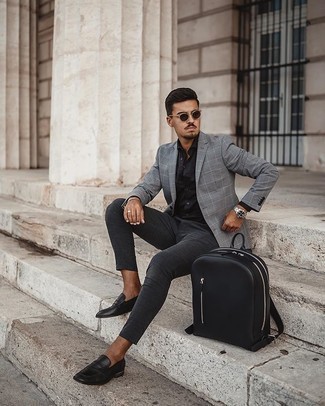 Black Leather Backpack Outfits For Men: 