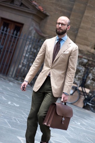 Brown Geometric Tie Outfits For Men: 
