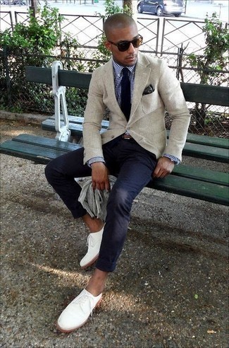 White Canvas Derby Shoes Outfits: 
