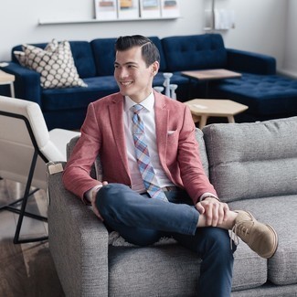 Light Blue Plaid Tie Outfits For Men: 