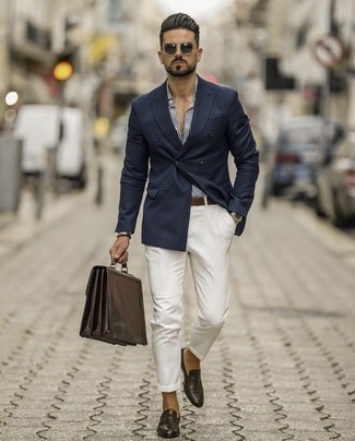 Dark Brown Leather Briefcase Outfits: 