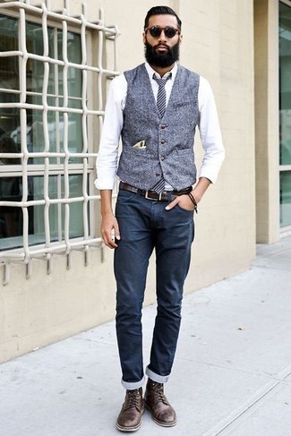 Grey Wool Waistcoat Spring Outfits: 