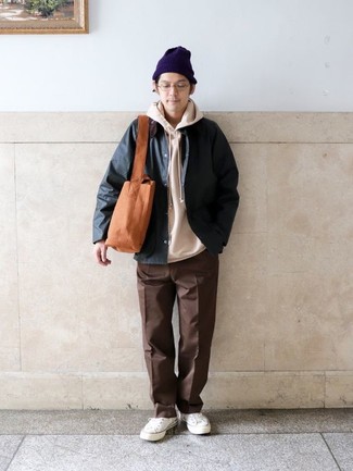 Light Violet Beanie Outfits For Men: 