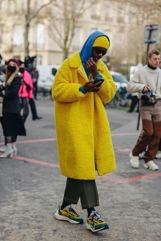 Orange Fur Coat Outfits For Men: 