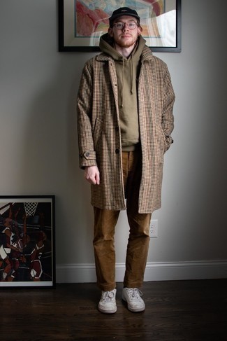 Camel Houndstooth Overcoat Outfits: 