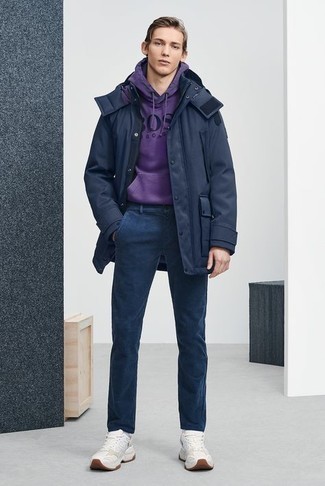Navy Parka Cold Weather Outfits For Men: 