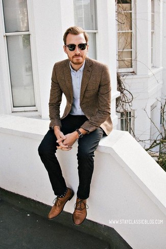 Brown Leather Oxford Shoes Outfits: 