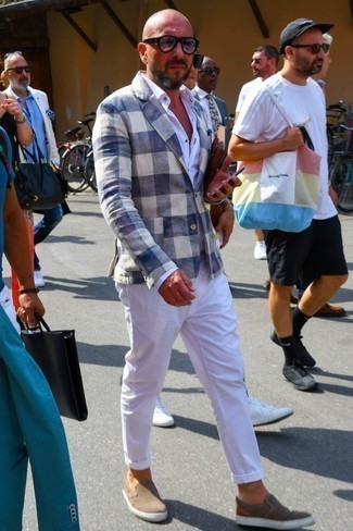 White Gingham Blazer Outfits For Men After 40: 