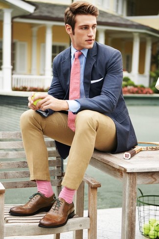Pink Polka Dot Tie Outfits For Men: 