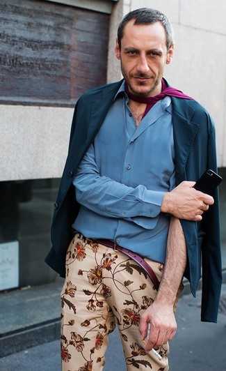 Violet Scarf Outfits For Men: 