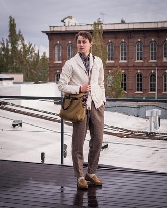Tan Canvas Briefcase Outfits: 