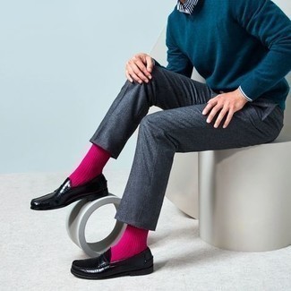 Hot Pink Socks Spring Outfits For Men: 