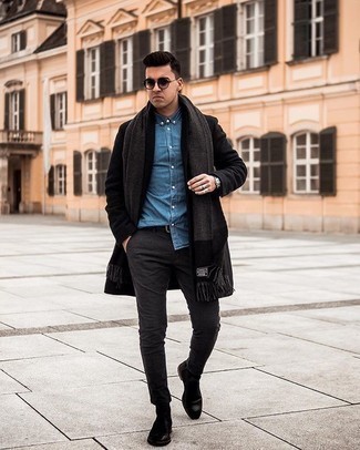 Charcoal Scarf Outfits For Men: 