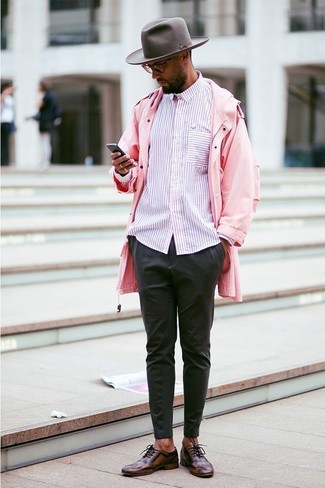 Pink Raincoat Outfits For Men: 