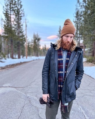 Tan Beanie Outfits For Men: 