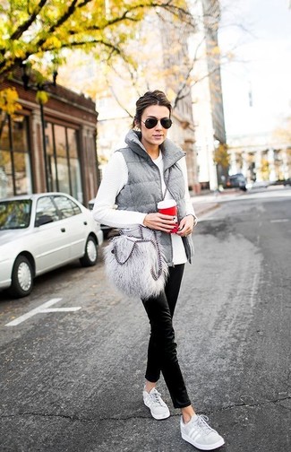 Grey Fur Crossbody Bag Outfits: 