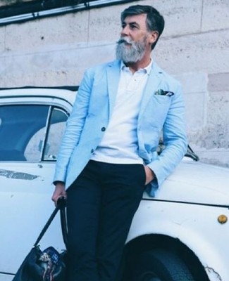Black Leather Holdall Outfits For Men After 60: 