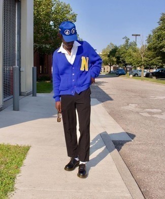 Blue Print Baseball Cap Outfits For Men: 