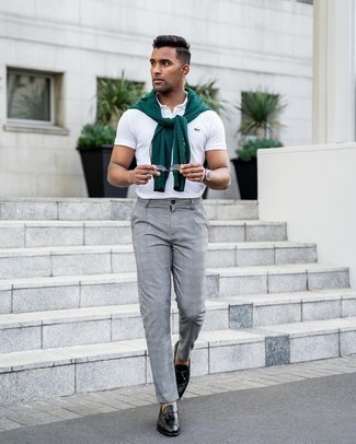 Dark Green Leather Tassel Loafers Outfits: 