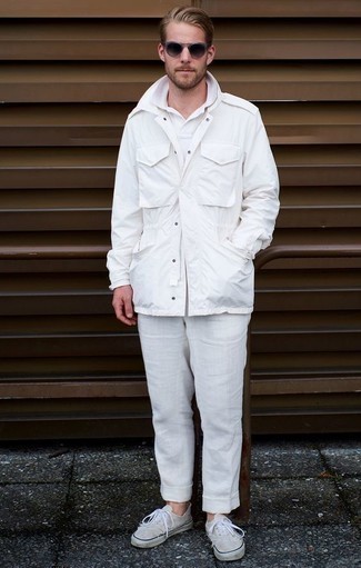 White Military Jacket Outfits For Men: 