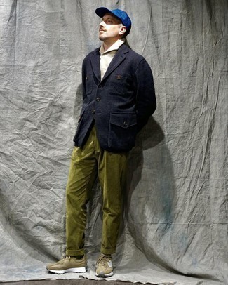 Olive Corduroy Chinos Smart Casual Outfits: 