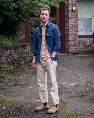 Beige Suede Chelsea Boots Outfits For Men In Their 30s: 