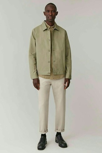 Mint Shirt Jacket Outfits For Men: 