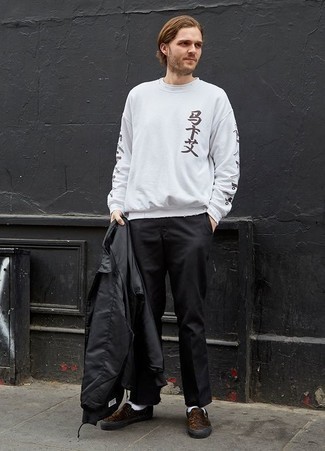 White Sweatshirt Outfits For Men: 