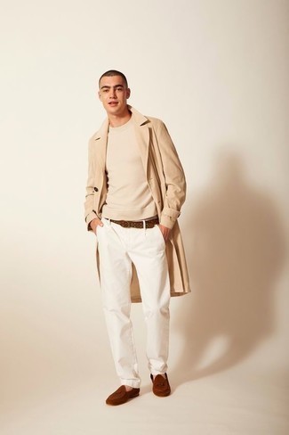 Tan Trenchcoat with Chinos Outfits: 