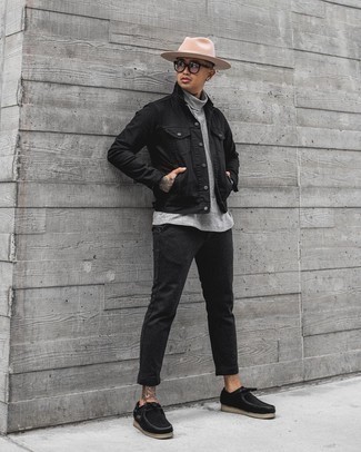 Black Canvas Desert Boots Outfits: 