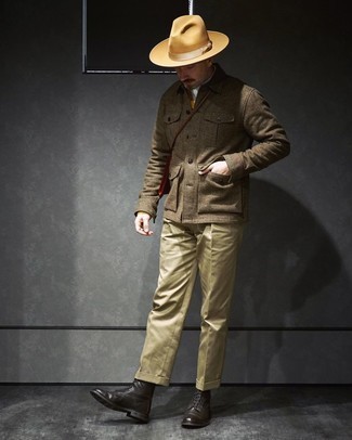 Brown Wool Field Jacket Outfits: 
