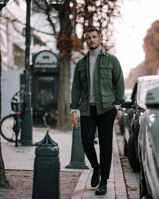 Dark Green Field Jacket Outfits: 