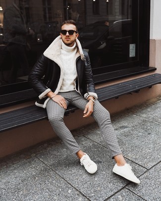 White Knit Turtleneck Outfits For Men: 