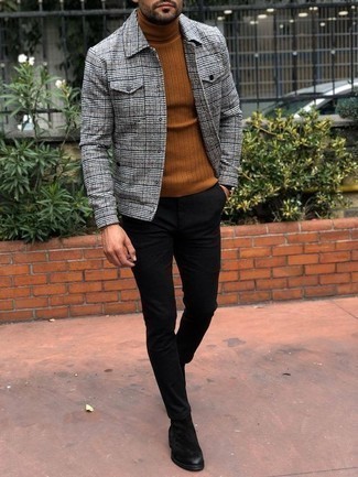 Brown Turtleneck Outfits For Men: 