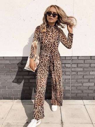 Brown Leopard Jumpsuit Outfits: 