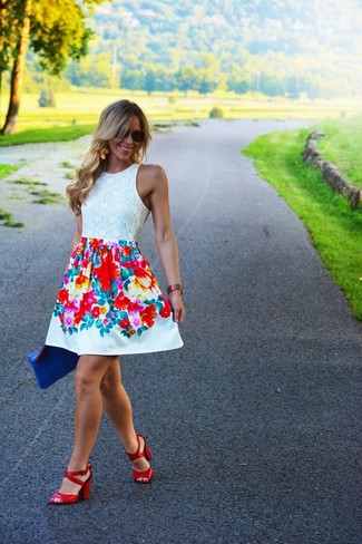 White and Red Skater Dress Outfits: 