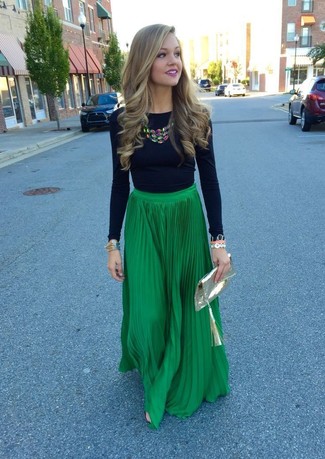 Green Maxi Skirt Outfits: 