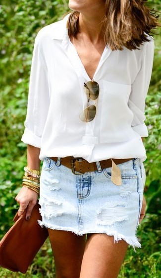 Tobacco Suede Belt Outfits For Women: 